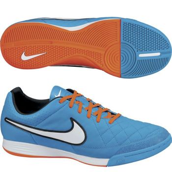 Игровая обувь для зала NIKE TIEMPO LEGACY IC (Голубой-Оранжевый) 631522-418