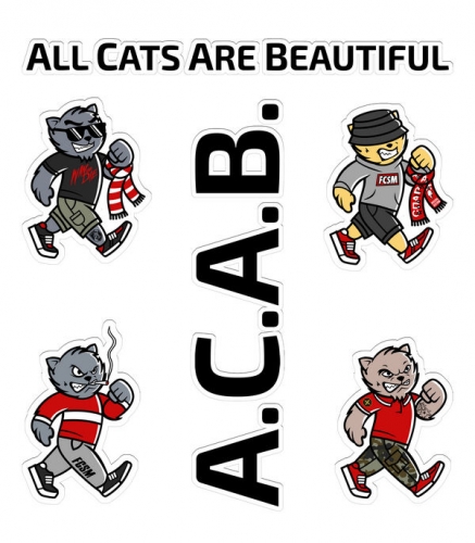 Набор стикеров A.C.A.B. красно-белый банда ACAB001-35