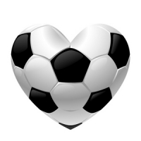 Наклейка сердце футбольное цветное 12*12 см ?